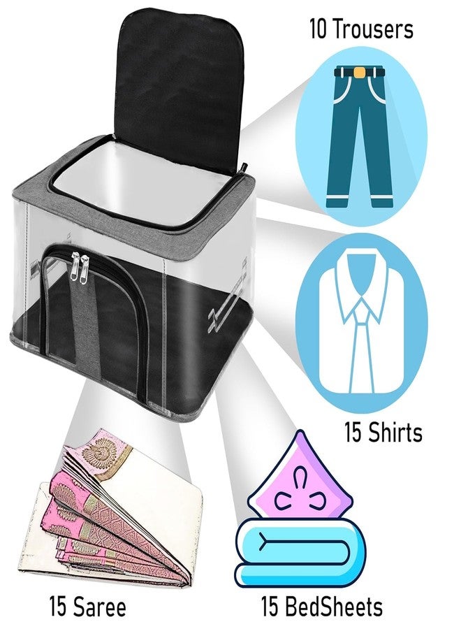 LSARIMO PVC Transparent Storage Bag | Foldable Clothes Storage Organizer Box with Transparent Window & Zipper | Large Capacity Storage Bag for Sarees, Shirts, Trousers & Bedsheets (Pack of 3) - Image 4