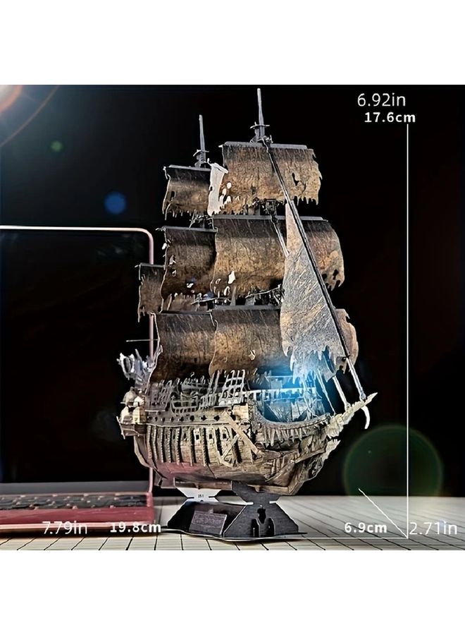 3D Metal Pirate Ship DIY Puzzle Model Kit HLR Boat Educational Desktop Decor Gift - Image 4