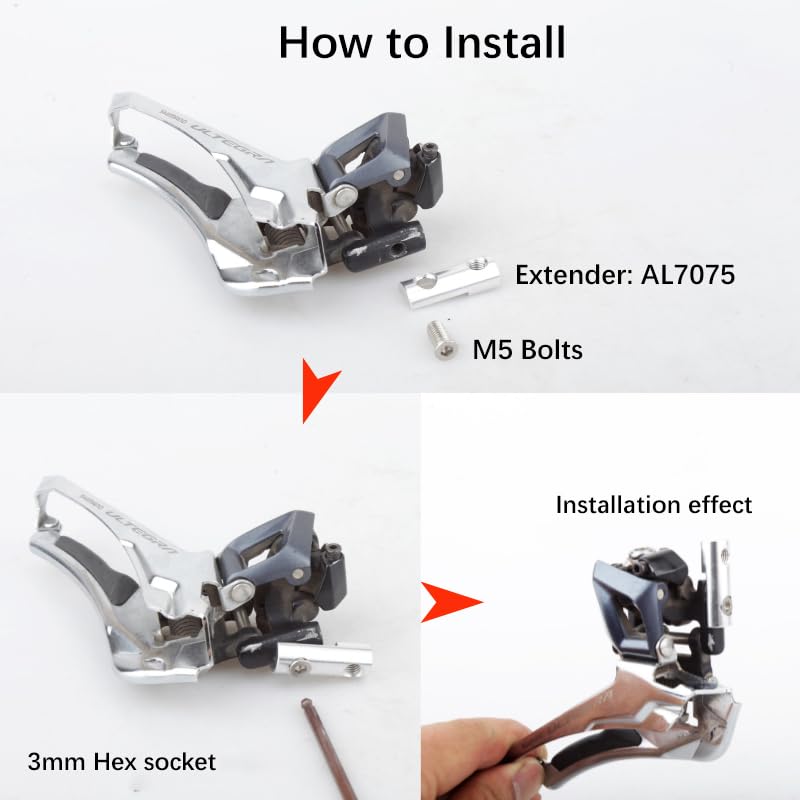 DJC Components DJC Stone Road Bike Front Derailleur Lower Height Extender Adjuster Convertor for Shimano 105 R7000 R8000 R9100 6800 5800 9000 ULTEGRA Chainrings 10S 11S Speed - Image 3