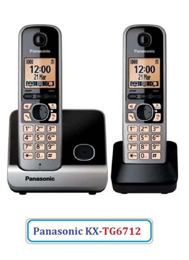 Panasonic Panasonic Expandable Cordless Phone System with Amber Backlit Display 2 Handsets KX-TG6712  - Image 1