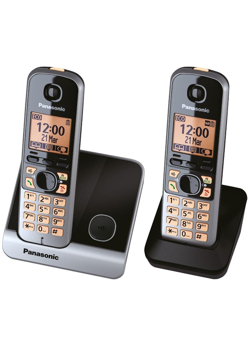 Panasonic Panasonic Expandable Cordless Phone System with Amber Backlit Display 2 Handsets KX-TG6712  - Image 2