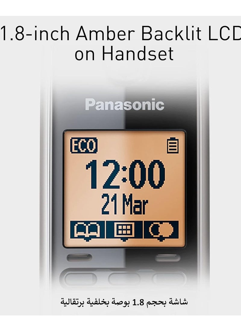 Panasonic Panasonic Expandable Cordless Phone System with Amber Backlit Display 2 Handsets KX-TG6712  - Image 4