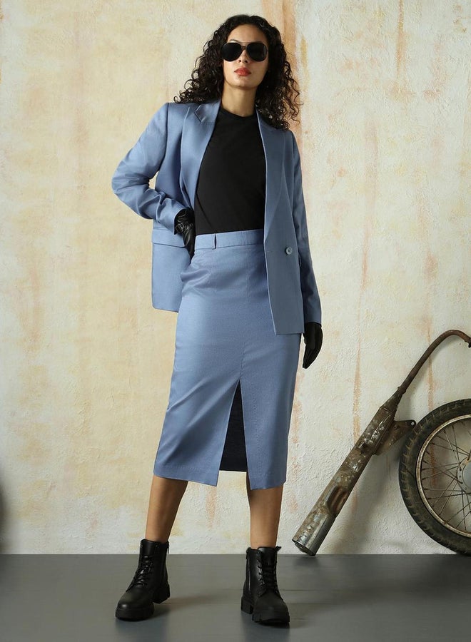 هاي ستار تنورة صلبة بتصميم - مع تفصيل شق أمامي - Image 1