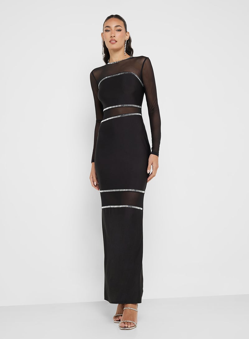 Ginger Mesh Bodycon Embellished Evening Dress - Image 4