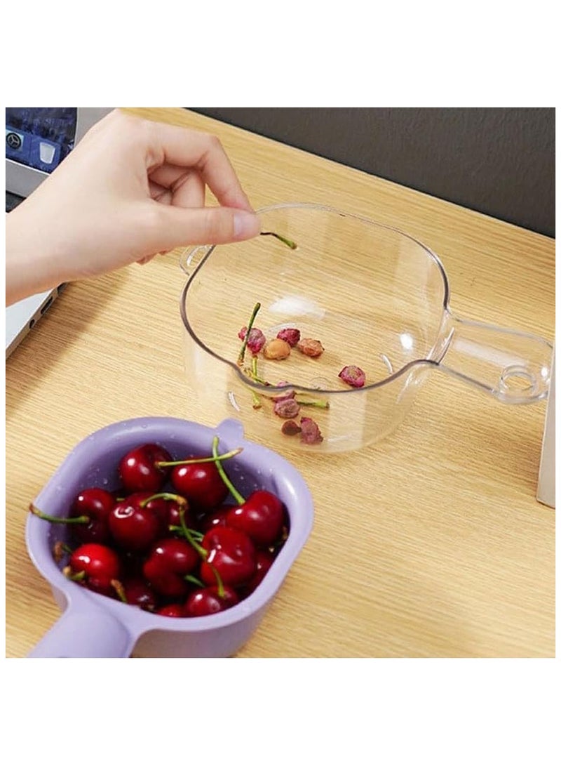 Dual-Layer Veggie Colander Draining Basket, 2 in 1 Kitchen Colander Set for Pasta, Spaghetti, Berry, Salads, and Fruits Washing, Plastic (Purple + White) - Image 4