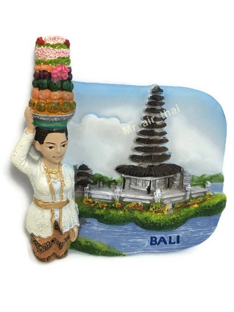 WitnyStore Tiny 2 Pura Ulun Danu Bratan Temple Bali Indonesia Miniature Hand Made Resin 3D Asia Landmark Tourist Attraction Decorative Refrigerator Fridge Magnet Collectible Traveler Souvenir Gift