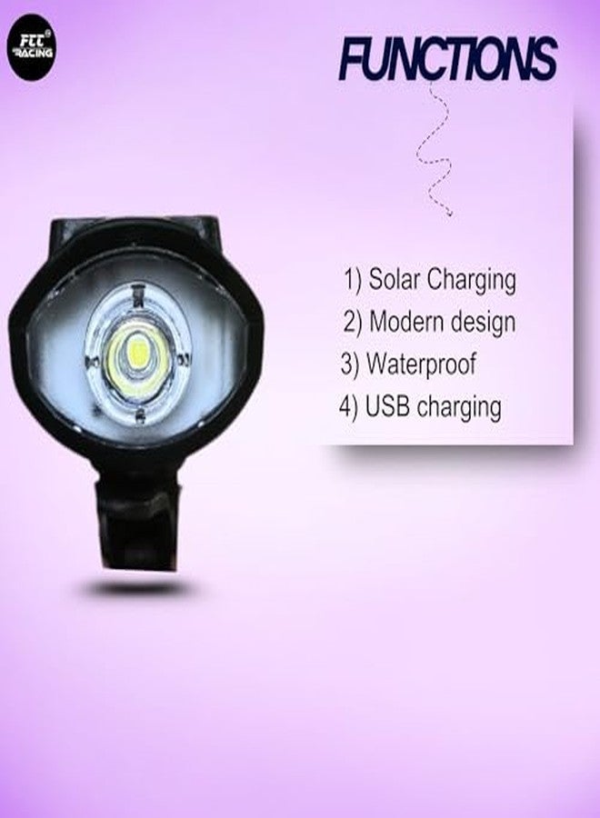 FCCRACING Front Solar Light and Volcano Back Light Combo for Bicycle - Solar Charging, Modern Design - Image 5