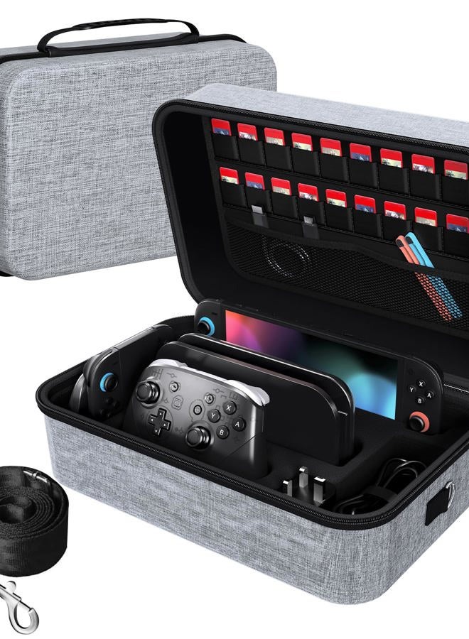 ivoler Carrying Case Compatible with Nintendo Switch 2 Model (2025), Deluxe Hard Travel Case for Switch Console, Dock Switch, Original Charger, Game and Other Accessories - Grey - Image 1