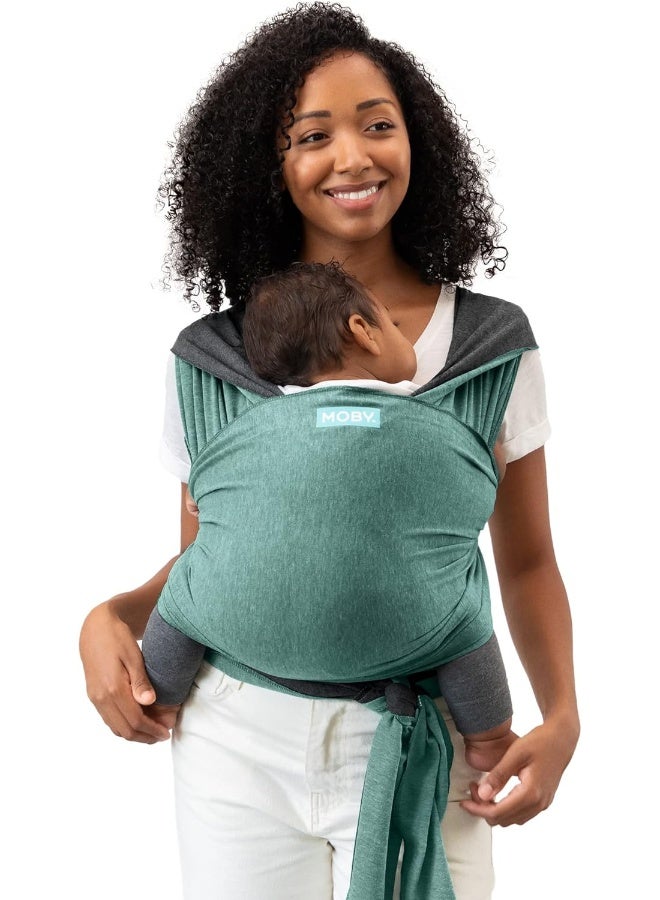 Moby Baby Wrap Carrier Reversible for Newborns to Toddlers (8-33lbs), Infant Sling Carrier, Ultra Lightweight & Hands Free Design, Adjustable for All Body Types (Jade/Grey) - Image 1