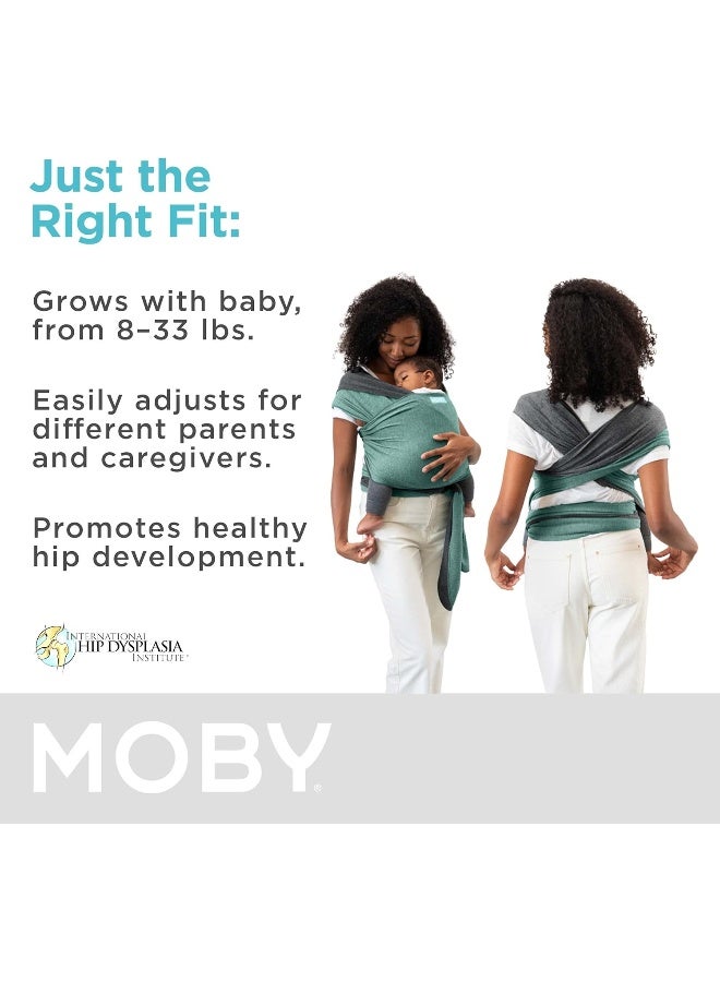 Moby Baby Wrap Carrier Reversible for Newborns to Toddlers (8-33lbs), Infant Sling Carrier, Ultra Lightweight & Hands Free Design, Adjustable for All Body Types (Jade/Grey) - Image 3