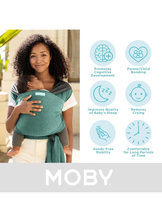 Moby Baby Wrap Carrier Reversible for Newborns to Toddlers (8-33lbs), Infant Sling Carrier, Ultra Lightweight & Hands Free Design, Adjustable for All Body Types (Jade/Grey) - Image 2