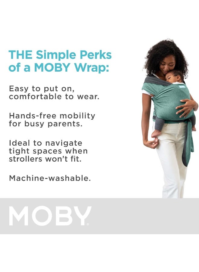 Moby Baby Wrap Carrier Reversible for Newborns to Toddlers (8-33lbs), Infant Sling Carrier, Ultra Lightweight & Hands Free Design, Adjustable for All Body Types (Jade/Grey) - Image 4