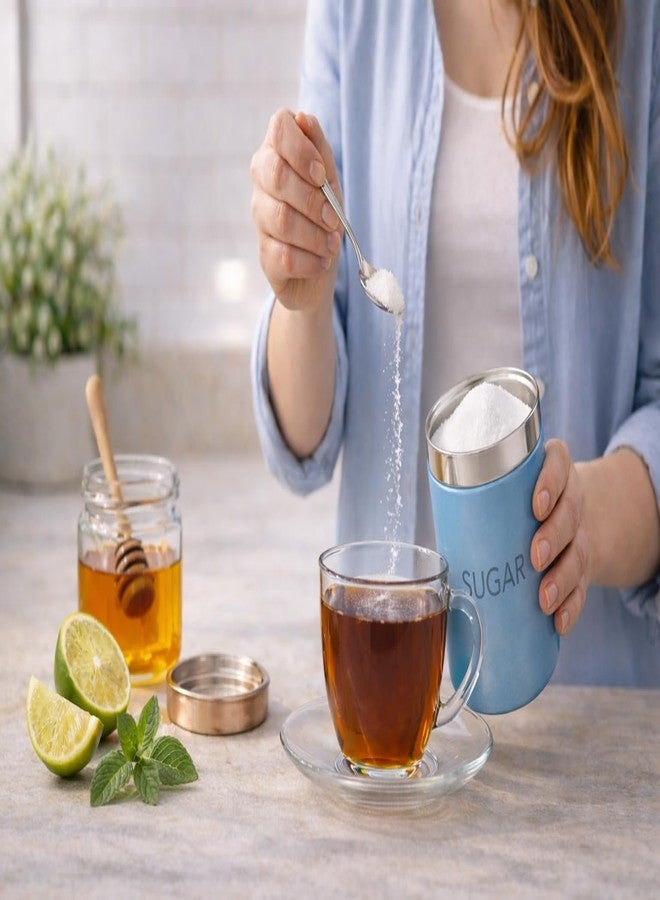 VISAXMI Stainless Steel Tea, Sugar & Coffee Container Set of 3 | Tea Sugar Coffee Canister 800ml | Multi Color Container for Daily Ingredient - Image 5