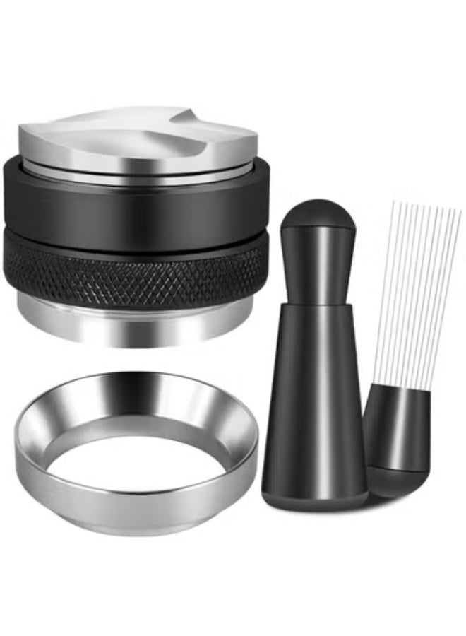 51mm Espresso Accessories Kit – Coffee Distributor & Tamper Leveler, WDT Tool with 0.35mm Needles, Magnetic Dosing Funnel, Fits Delonghi 51mm Portafilters for Home Barista - Image 1