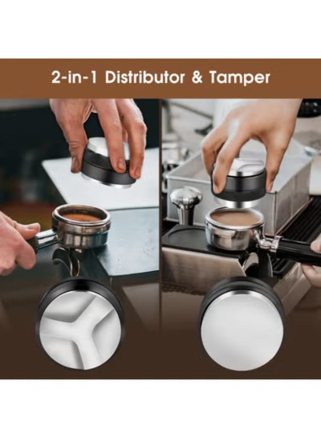 51mm Espresso Accessories Kit – Coffee Distributor & Tamper Leveler, WDT Tool with 0.35mm Needles, Magnetic Dosing Funnel, Fits Delonghi 51mm Portafilters for Home Barista - Image 2
