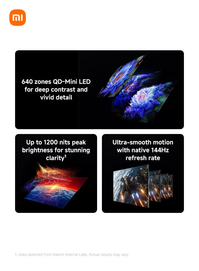 Xiaomi TV S Mini LED 85" 2026, QLED Mini LED, Smart TV with Dolby Vision + Dolby Atmos, 144Hz with 288Hz Game Boost Mode, 4K UHD, HDR10+, MEMC, Google TV, Airplay 2, Google L85MC-SME Black - Image 2