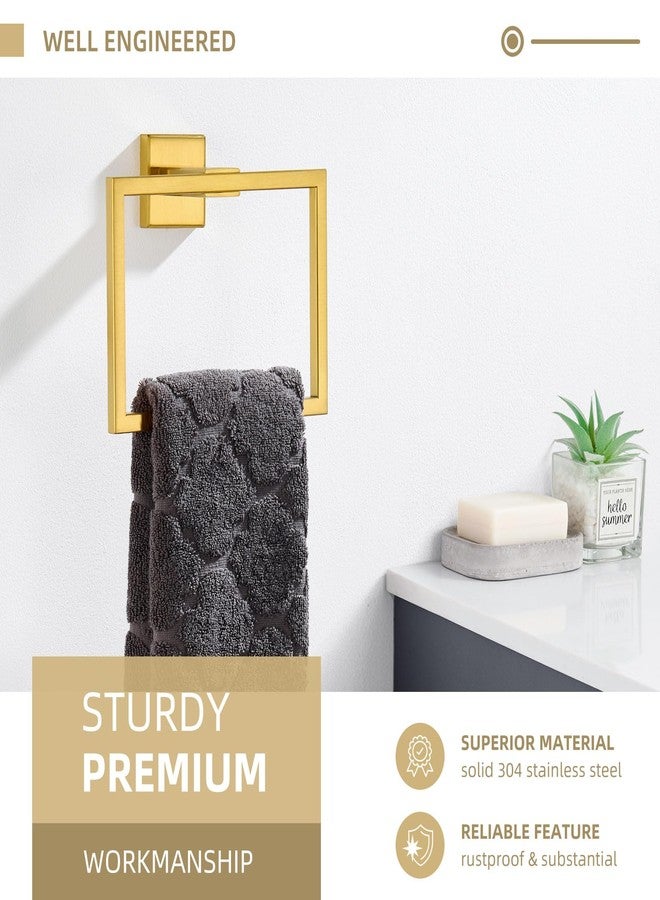 Angle Simple حامل منشفة يد بسيط بزاوية بلون ذهبي نحاسي عميق، حلقة منشفة مربعة من الفولاذ المقاوم للصدأ SUS 304 لجدار الحمام، 7.09 بوصة - Image 4