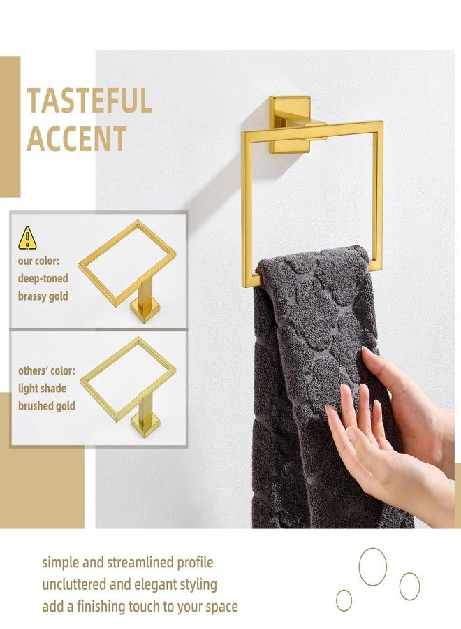 Angle Simple حامل منشفة يد بسيط بزاوية بلون ذهبي نحاسي عميق، حلقة منشفة مربعة من الفولاذ المقاوم للصدأ SUS 304 لجدار الحمام، 7.09 بوصة - Image 5