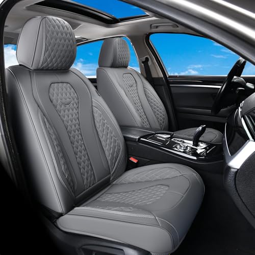 Coverado Seat Covers Automotive Seat Covers Front Seats Gray Car Seat Cover Waterproof Car Seat Covers Car Seat Cushion Front Car Seat Covers Leather Driver Seat Protector Universal Fit Most Cars