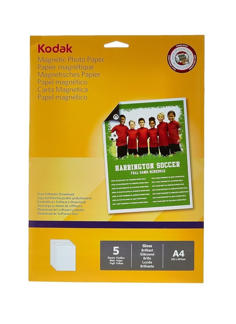 Kodak - Magnetic Photo Paper A4 5 Sheets - Image 1