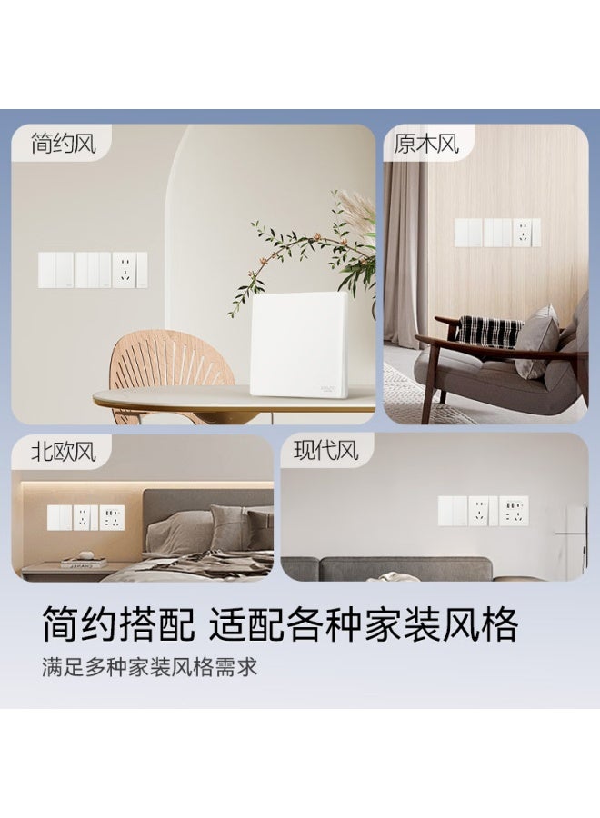 Delixi Switch Socket Cd806, Matte Frosted Cream Style Large Plate One-on Power-off Switch, 20a, Han Yu White
