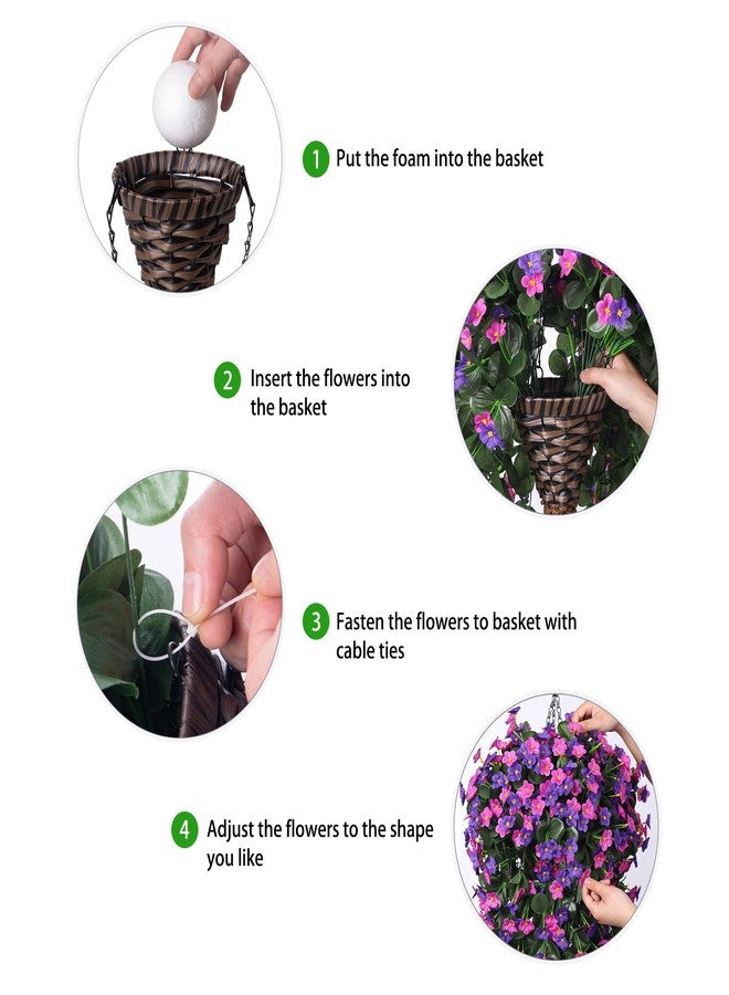 HyeFlora Artificial Fake Hanging Flowers with Basket for Outdoor Decoration,UV Resistant Faux Silk Daisy Flowers Dark Purple and Fuchsia Orchid Vines in Planter Realistic Hanging Baskets for Home Porch Garden - Image 4