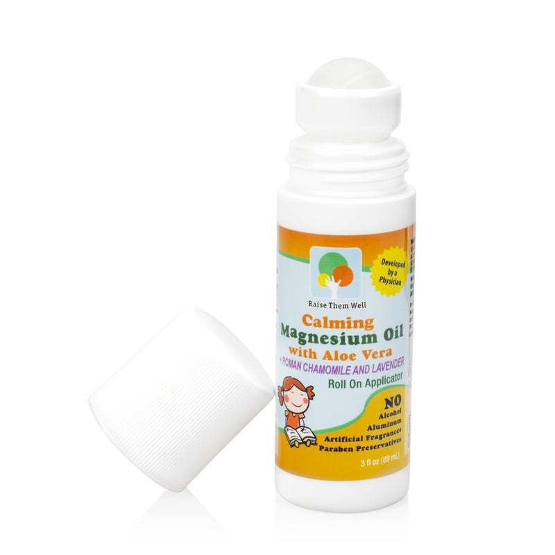 Magnesium Oil Calming RollOn for Kids with Aloe Vera Roman Chamomile Lavender Natural Relaxation Support for Anxiety Nervousness Hyperactivity Gentle Formula for Daily Use 3 fl oz