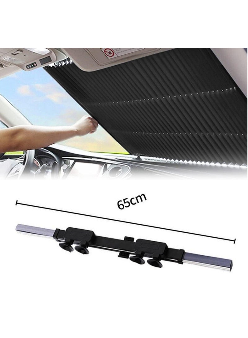 Sharpdo Retractable Car Front Sun Shade Visor 140*65cm suit for Small Cars and Compact Cars - Image 1