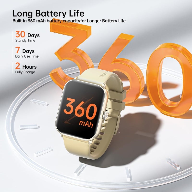Weofly Active2 Smart Watch with 1.85" HD Touch Screen - Fitness Tracker for Men and Women, IP68 Waterproof, 100+ Sport Modes, Heart Rate, Blood Oxygen, and Sleep Monitor (Gold) - Image 5