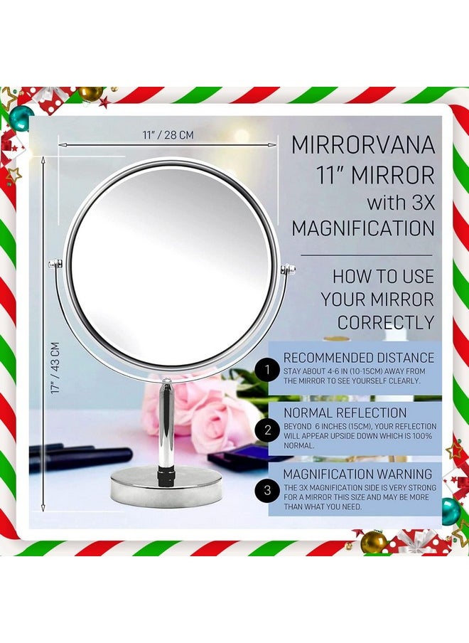 Mirrorvana Xxlarge Oversized 3X Weak Magnifying Mirror With Stand For Desktableretail Store Countertopand Makeup Vanitydouble Sided 3X 1X Magnification17" Tall And 11" Wide  - Image 5
