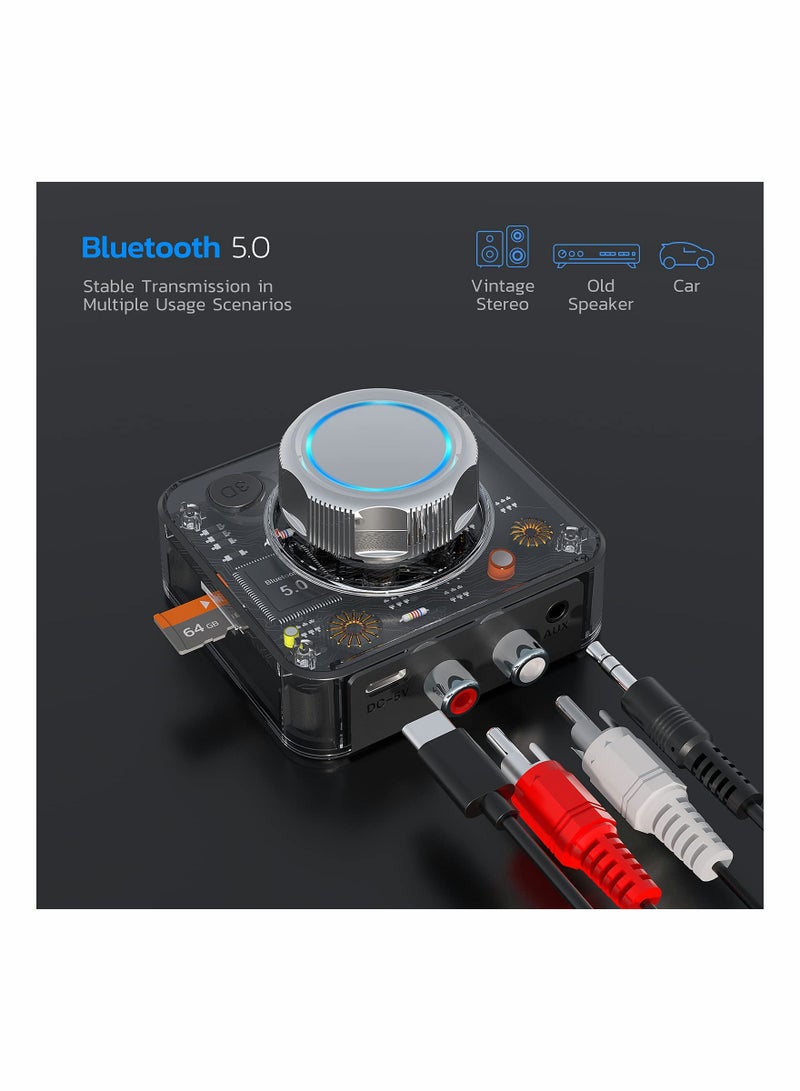 Excefore Bluetooth Audio Receiver, Stereo Wireless Audio Adapter, Bluetooth Adapter for Stereo Receiver, 3.5mm RCA TF Card Playback 3D Bass Mode for Home Music Streaming Stereo System - Image 5
