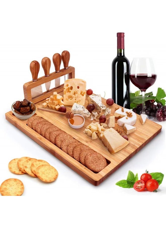 general Bamboo cheese board, cheese board, cheese knife board, four-piece bread board, cutting board, kitchen bamboo and wood cutting board - Image 1