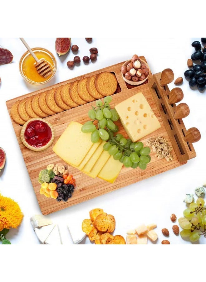 general Bamboo cheese board, cheese board, cheese knife board, four-piece bread board, cutting board, kitchen bamboo and wood cutting board - Image 2