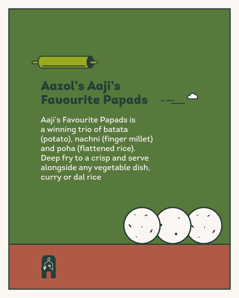 Aazol Aaji's Favourite Papads: Batata | Ragi | Poha | Aloo Papad | Nachni Papad | Rice Papad | Unique Combo Pack (100g) - Image 4