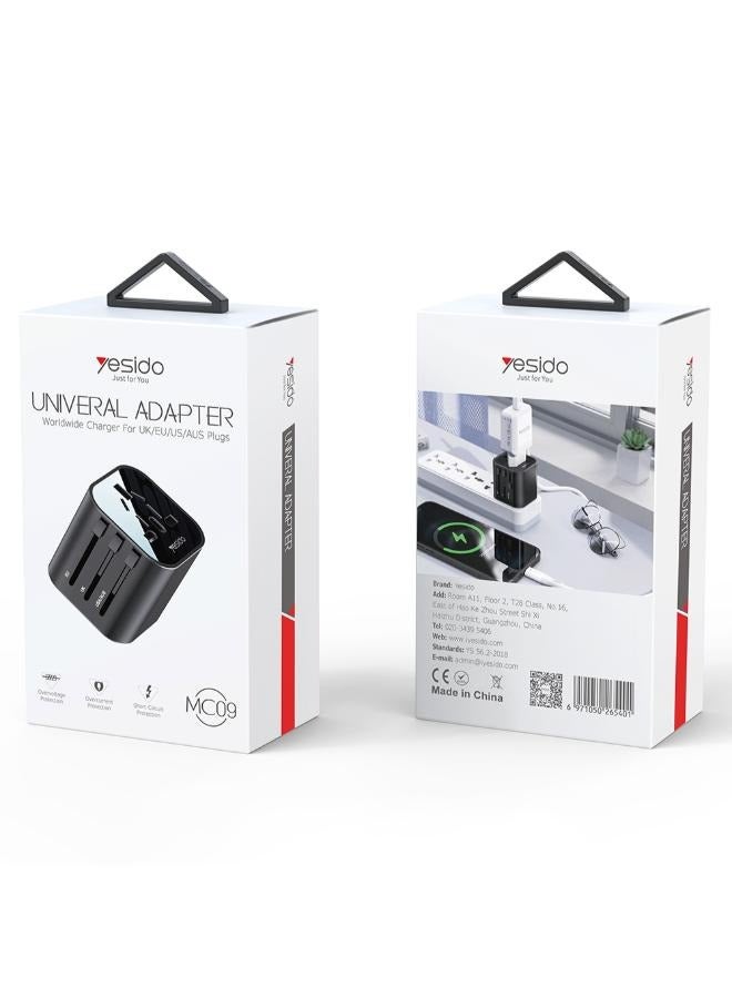 يسيدو قابس محول سفر عالمي متعدد الوظائف من Yesido MC-09 (أسود) - Image 2