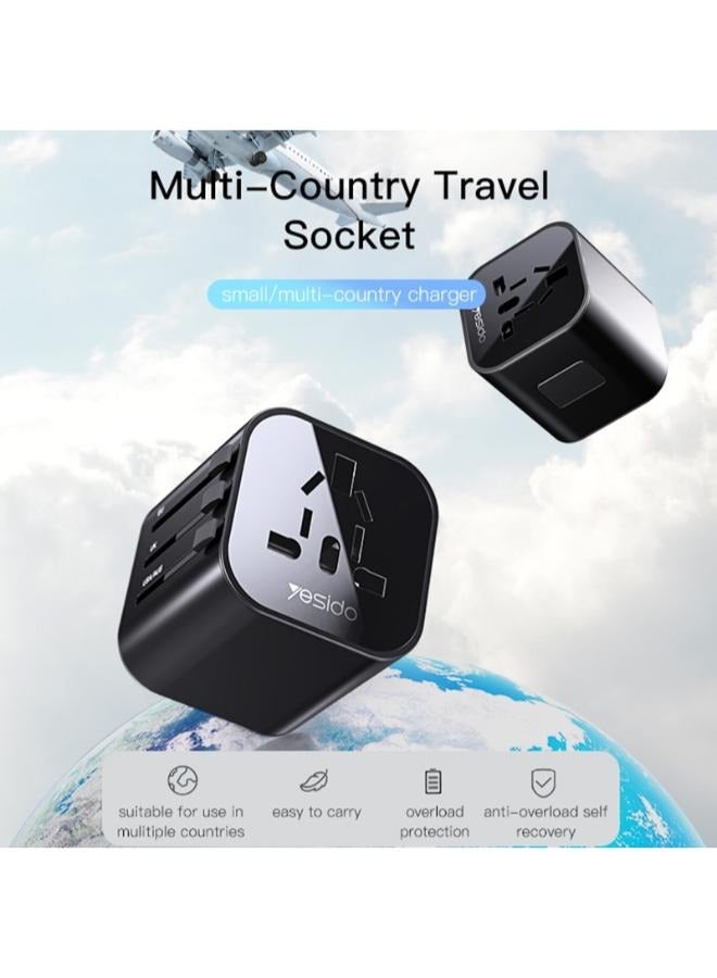 يسيدو قابس محول سفر عالمي متعدد الوظائف من Yesido MC-09 (أسود) - Image 3