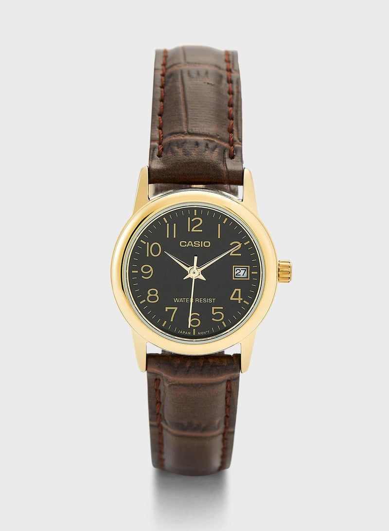 CASIO Leather Strap Analog Watch - Image 1