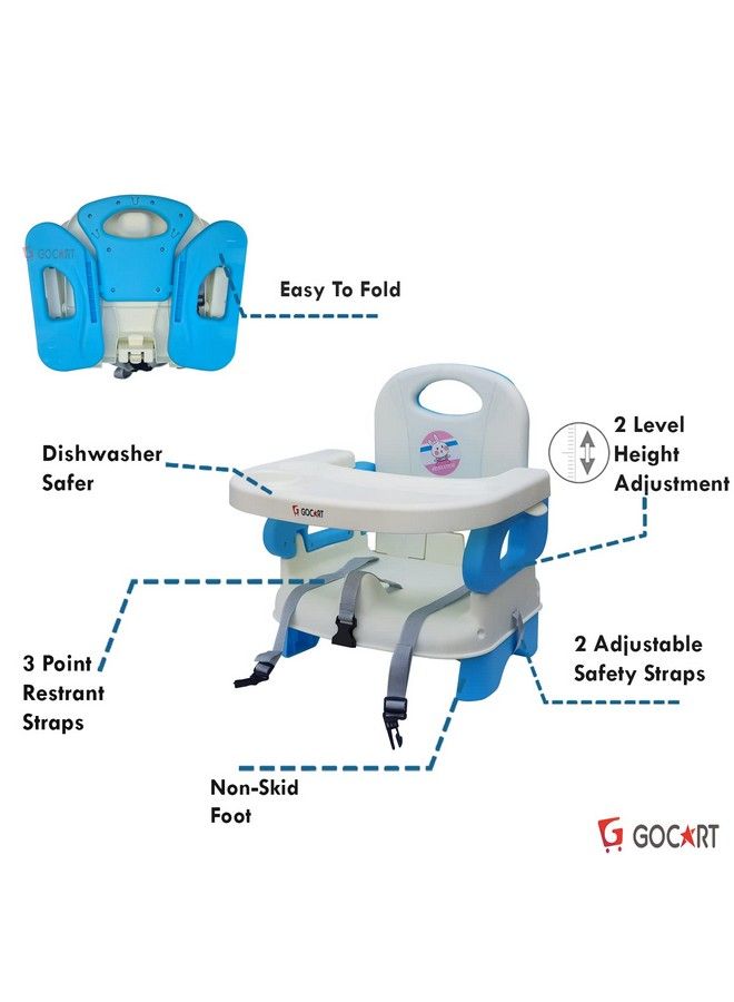 GOCART WITH G LOGO Baby Booster Feeding Chaireasy Travel Chair With Safety Belt And Removable Dining Tray For Infants And Toddlers (Blue) - Image 4
