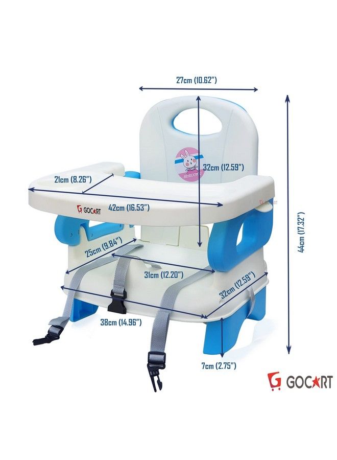 GOCART WITH G LOGO Baby Booster Feeding Chaireasy Travel Chair With Safety Belt And Removable Dining Tray For Infants And Toddlers (Blue) - Image 3