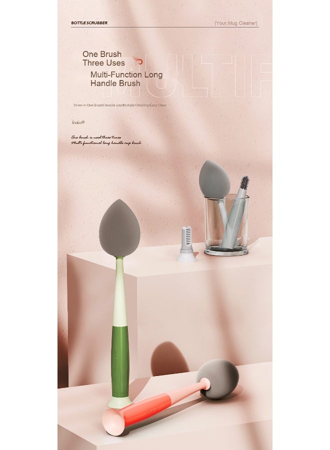 NIBEMINENT 3-in-1 Multifunctional Bottle Brush Cleaner - Replaceable Sponge for Kitchen, Baby Bottles, Glass Cups & Hard-to-Reach Areas - Image 2