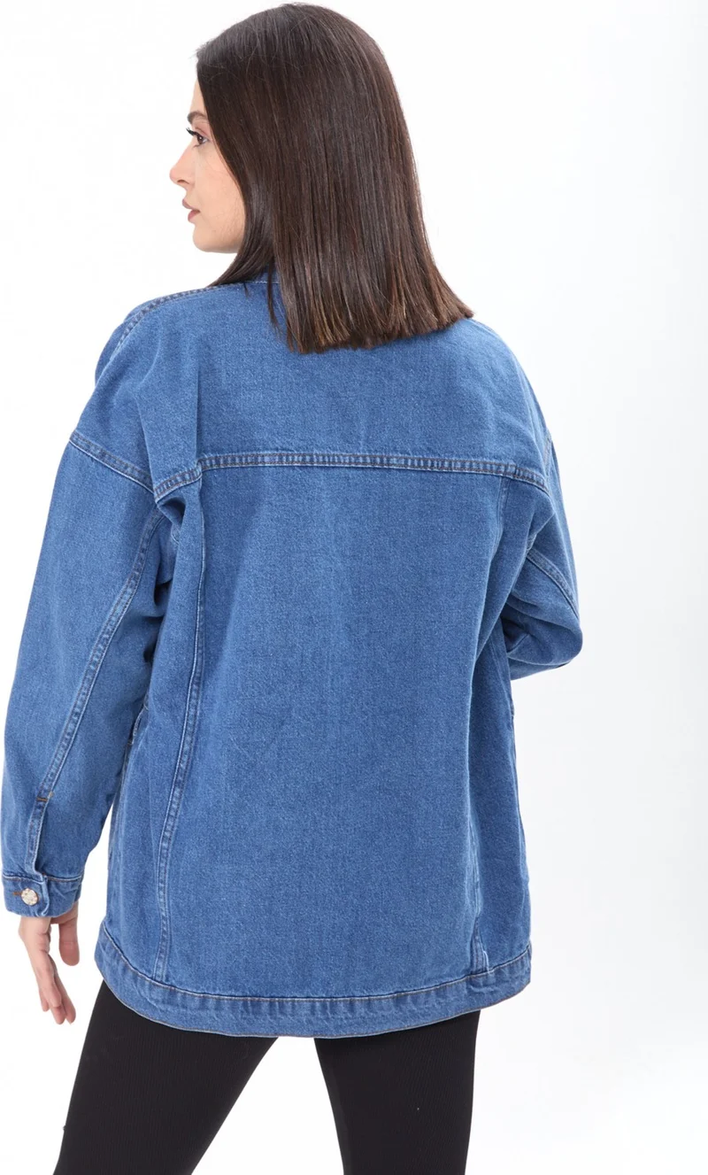 Tofisa 23622-BLUE Stone Detailed Denim Jacket