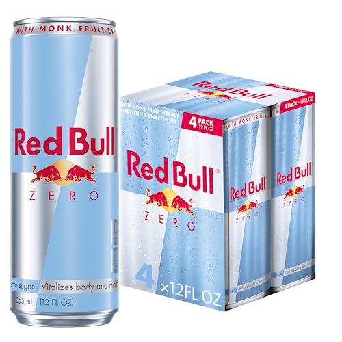 Red Bull Zero Energy Drink, 12 fl. oz., with 114mg Caffeine, Taurine & B Vitamins, Pack of 4 cans - Image 1