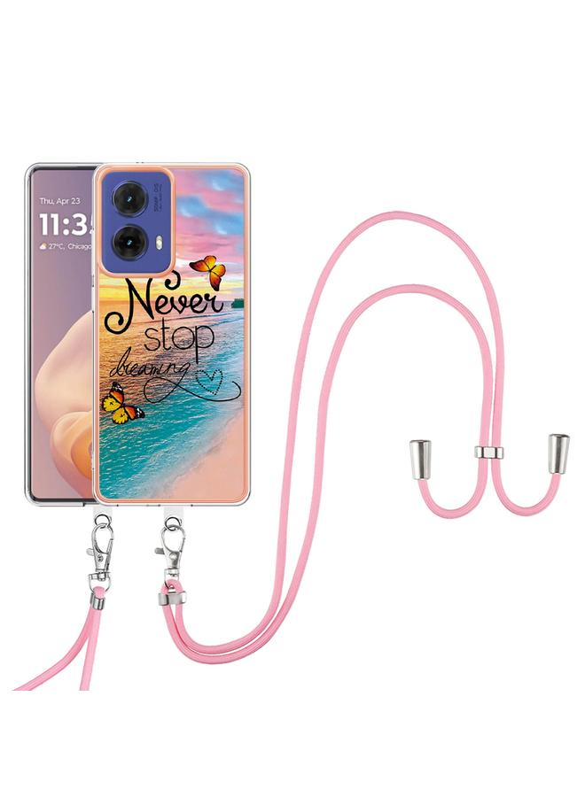 S-TOP Case For Motorola Moto G85 Electroplating Pattern IMD TPU Shockproof Case with Neck Lanyard - Image 2