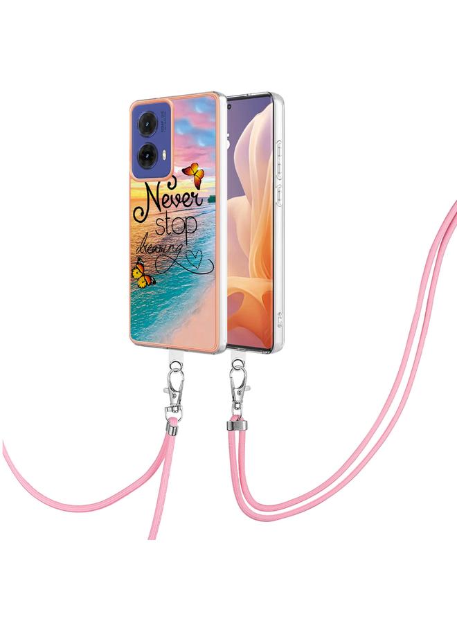 S-TOP Case For Motorola Moto G85 Electroplating Pattern IMD TPU Shockproof Case with Neck Lanyard - Image 1