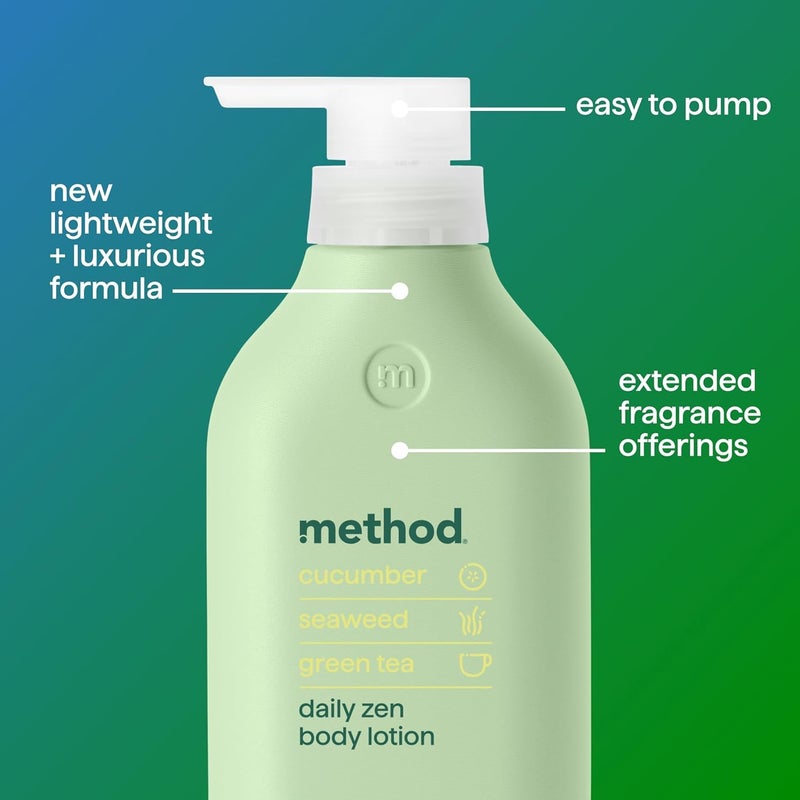 Method Body Lotion, Daily Zen, Cucumber, Seaweed + Green Tea notes, 24 Hours of Moisture, 14 oz - Image 3