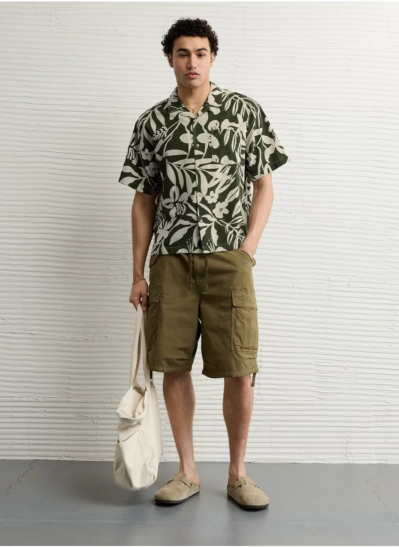 American Eagle AE Floral Button-Up Poolside Shirt