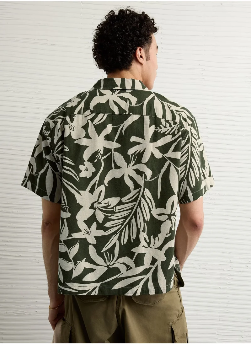 American Eagle AE Floral Button-Up Poolside Shirt