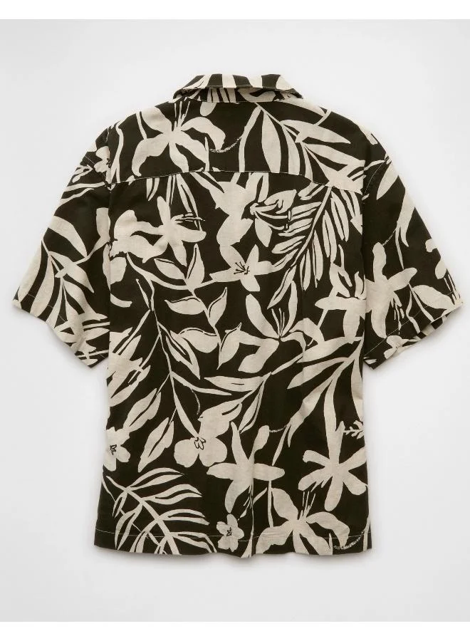 American Eagle AE Floral Button-Up Poolside Shirt