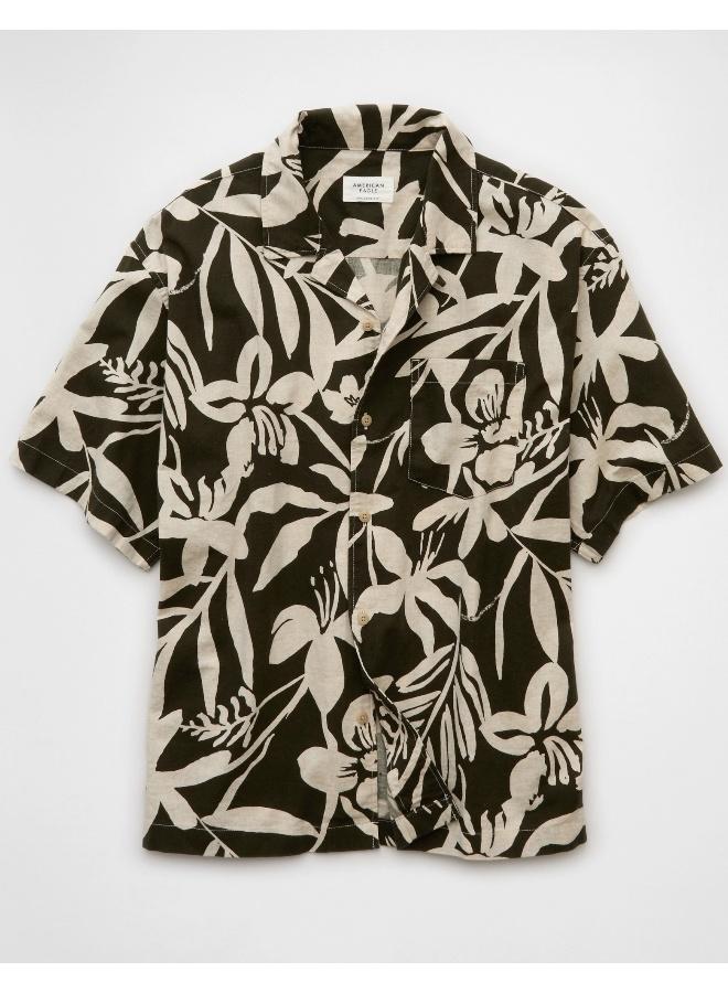 American Eagle AE Floral Button-Up Poolside Shirt - Image 3