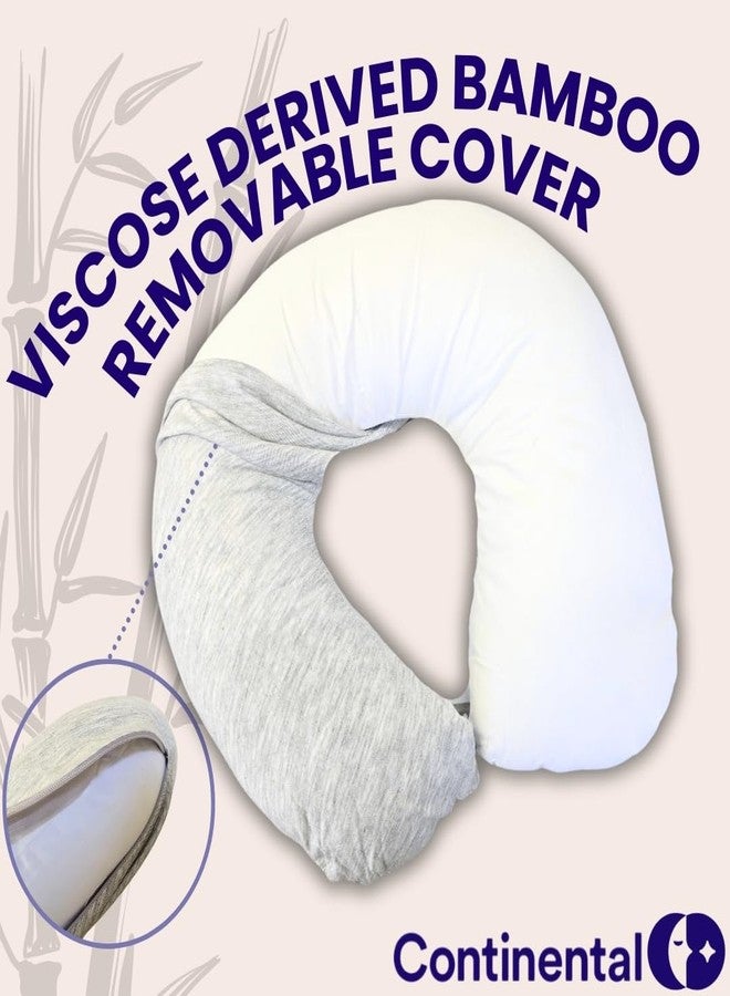 Continental Bedding - Travel Neck Pillow - U Shaped 13x11 Inch - Polyester Fill - Removable Gray Viscose Derived from Bamboo Cover in Travel Case - Image 3